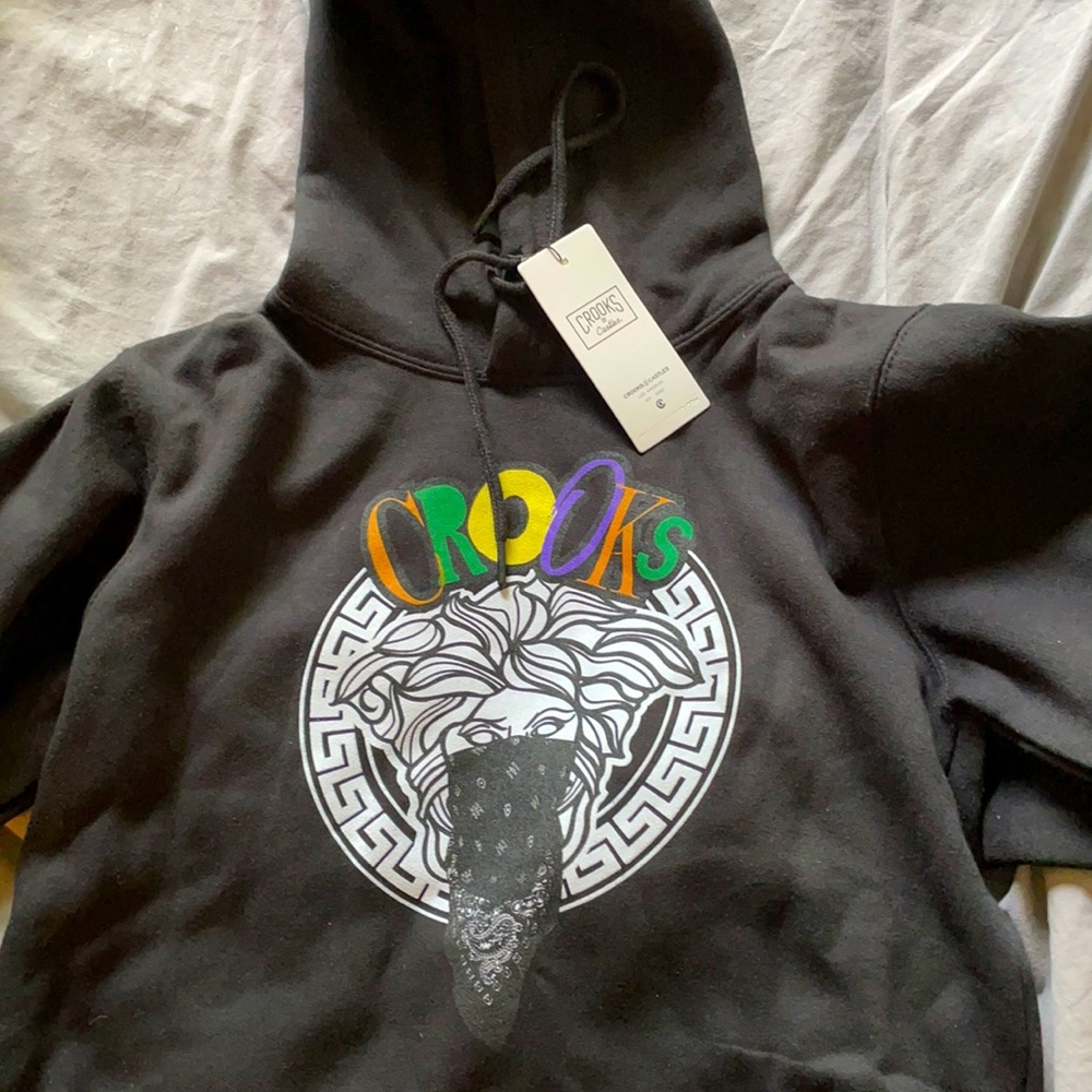 Black Crooks & Castles hoodie. Medusa logo
